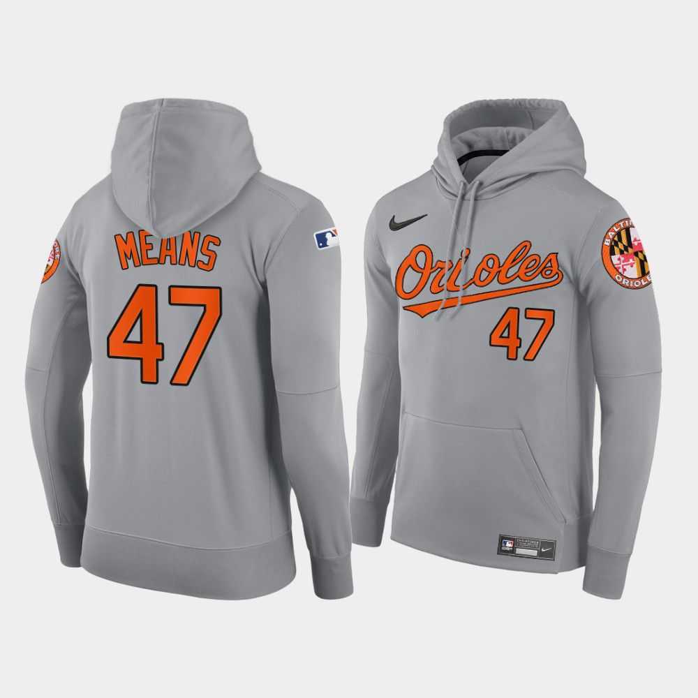 Men Baltimore Orioles 47 Means gray road hoodie 2021 MLB Nike Jerseys